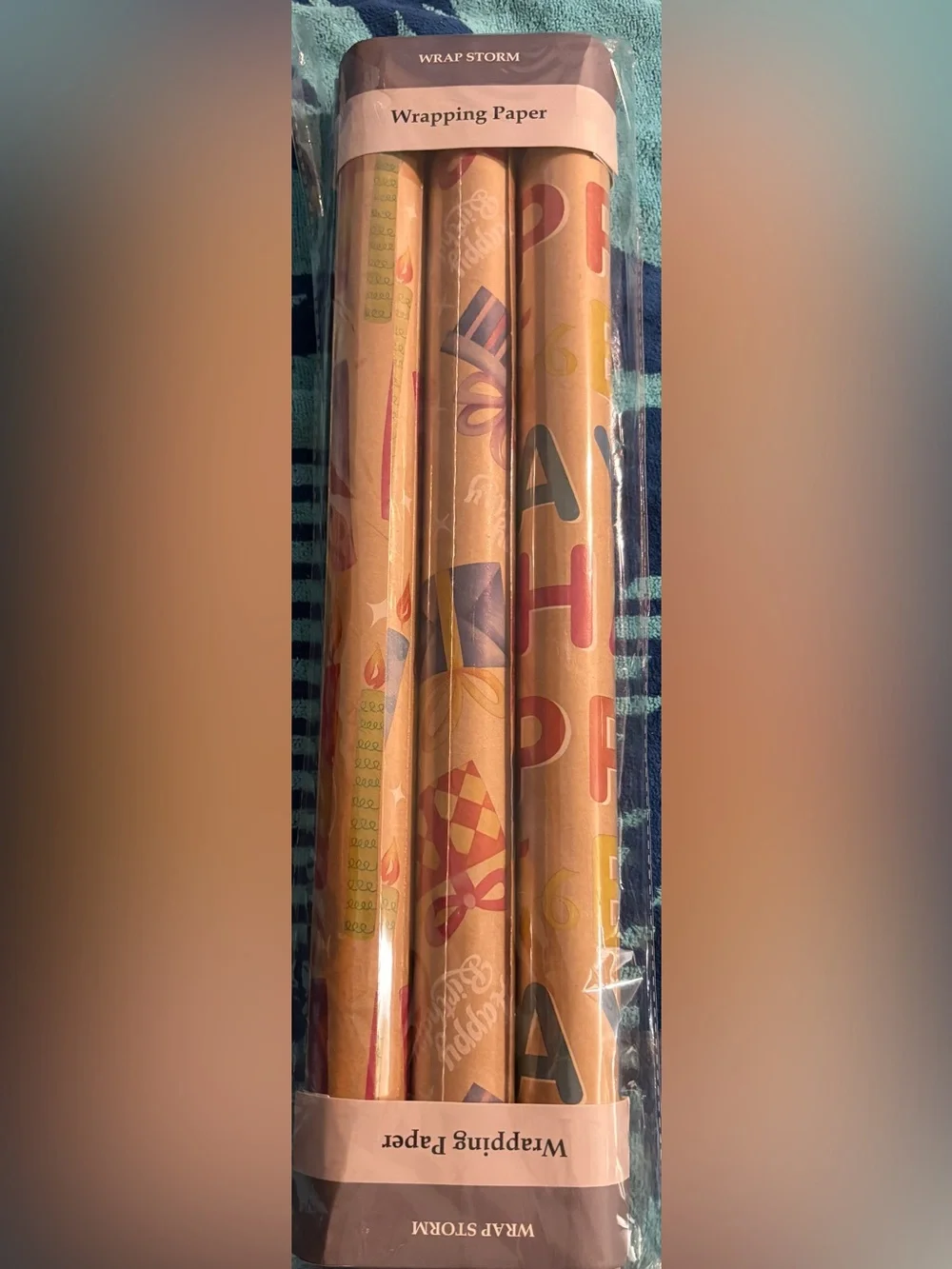 3 pack Kraft Birthday Wrapping Paper